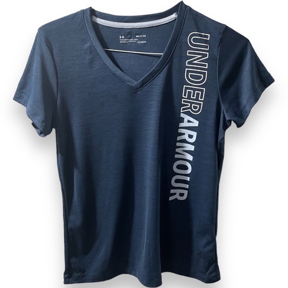 Under Armour Tops - Under Armour Short Sleeve Tee, Size Small, V Neck, Blue